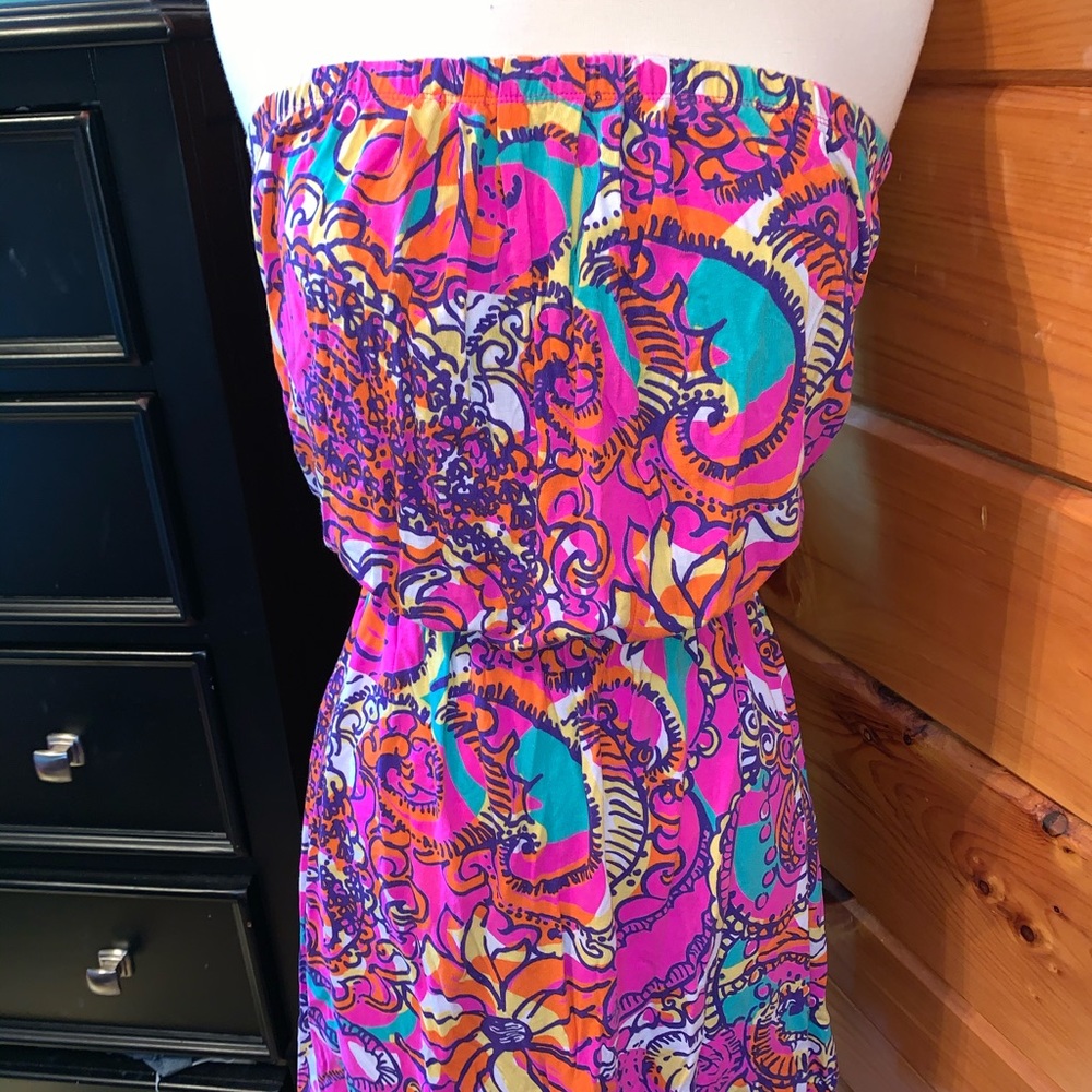 Lilly Pulitzer multi print knit strapless dress